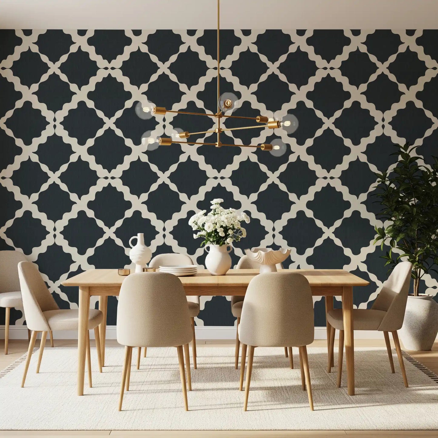 Textured Lattice Trellis Geometric Charcoal Minimalist Modern Wallpaper⁠
