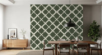 Rhythmic grid structures characterize this moss wallpaper option.