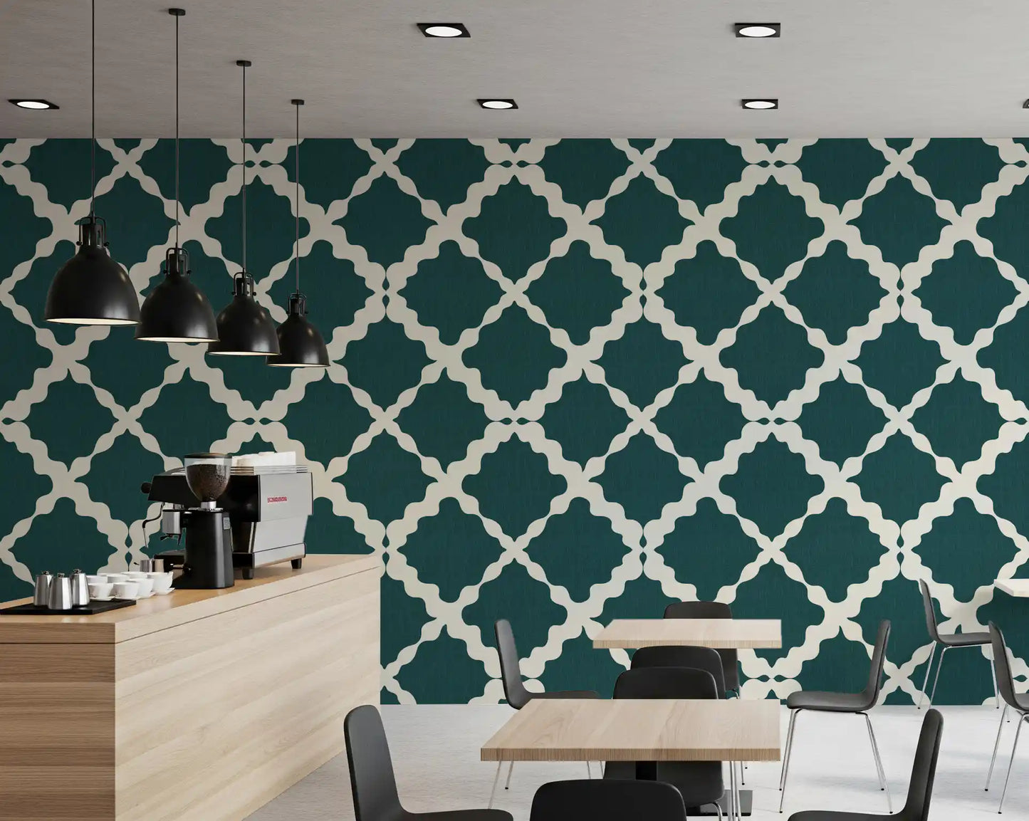 Textured Lattice Trellis Geometric Deep Teal Minimalist Modern  Wallpaper⁠