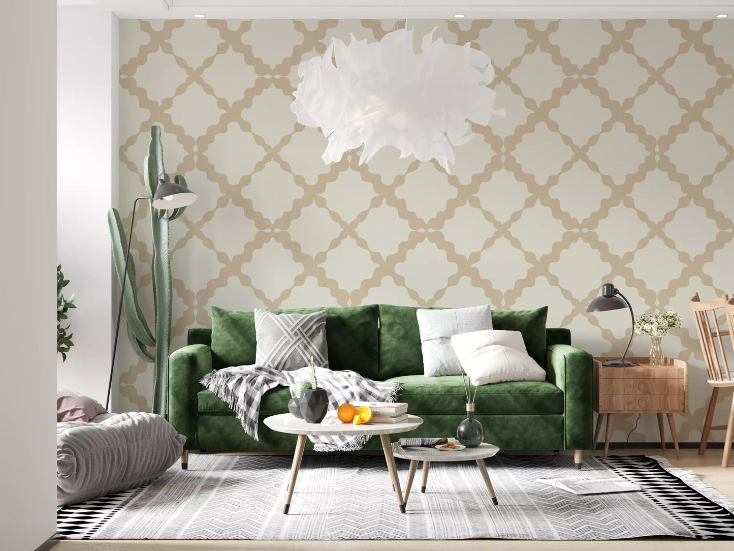 Textured Lattice Trellis Geometric Cream Beige Minimalist Modern Wallpaper⁠