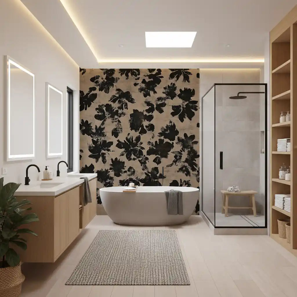 Distressed Floral Silhouette Wall Mural