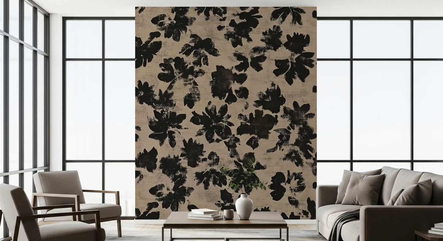 Distressed Floral Silhouette Wall Mural