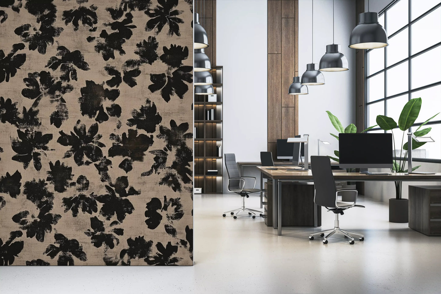 Distressed Floral Silhouette Wall Mural