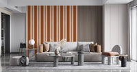 Warm Earth Stripes & Scallops Wallpaper showcasing thick brown vertical lines.
