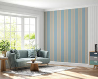 Detail of the curved edges on the Scalloped Serenity Stripes Wallpaper.