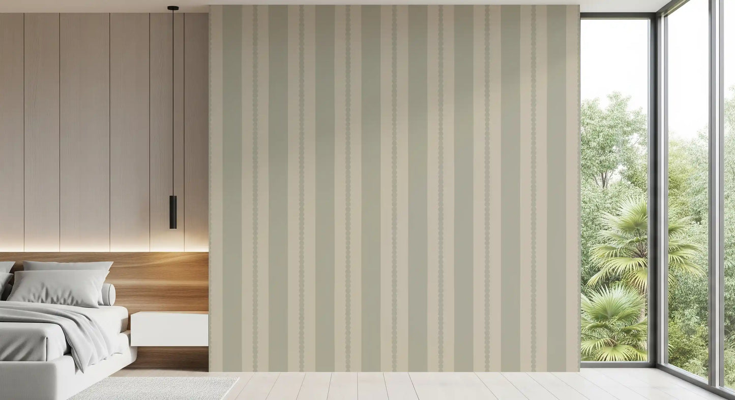 Muted Scallop & Dot Stripes Wallpaper with flat pastel geometric details