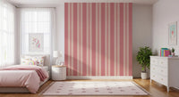 Close up of the Blush Scallop Stripes Wallpaper highlighting alternating pale tones.