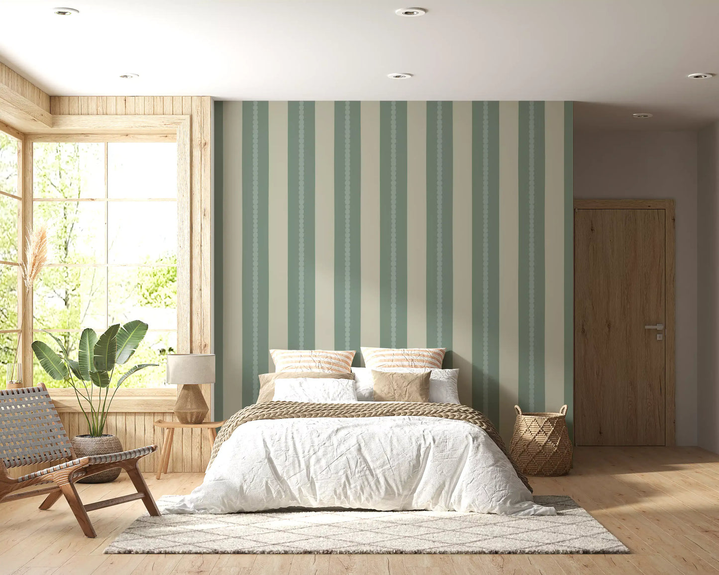 A patterned wallpaper finish applied to a bathroom .