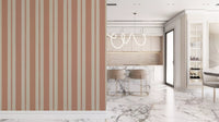Thick vertical bands repeat constantly on the Warm Sands & Terracotta Stripes Wallpaper