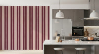 Blush & Berry Scallop Stripes Wallpaper in a minimal kitchen setup