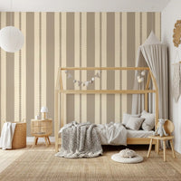 A close up view of the Subtle Scallop & Dot Stripes Wallpaper and its texture.
