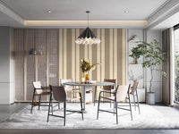 Repeating patterns on the Subtle Scallop & Dot Stripes Wallpaper look uniform.
