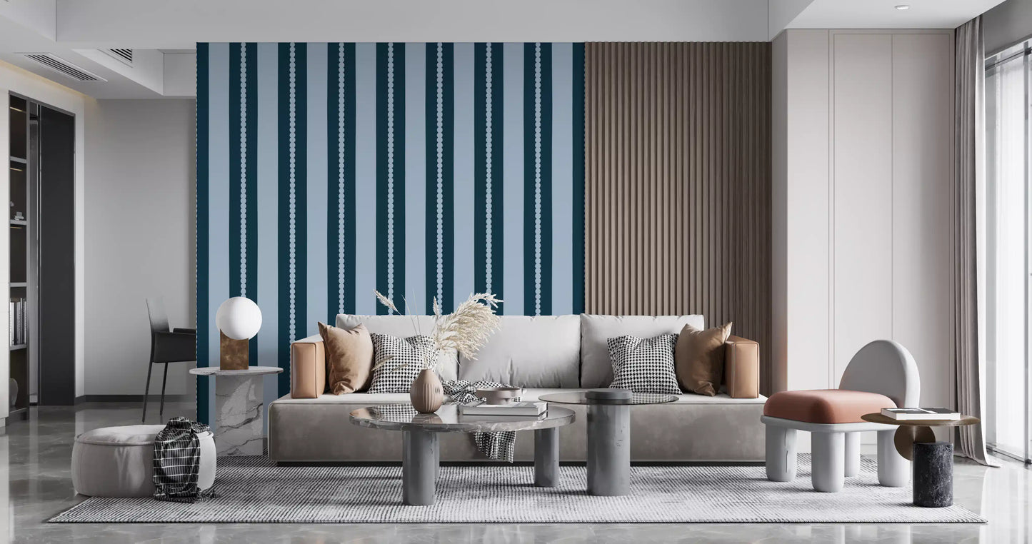 The lounge displays the Scallop & Dot Vertical Harmony Wallpaper⁠