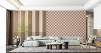 Soft tones blend on this Peach Cream Checker Waves wallpaper surface.