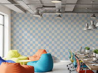 Discover the repeating geometric symmetry within the Azure & Beige Check Wave wallpaper.
