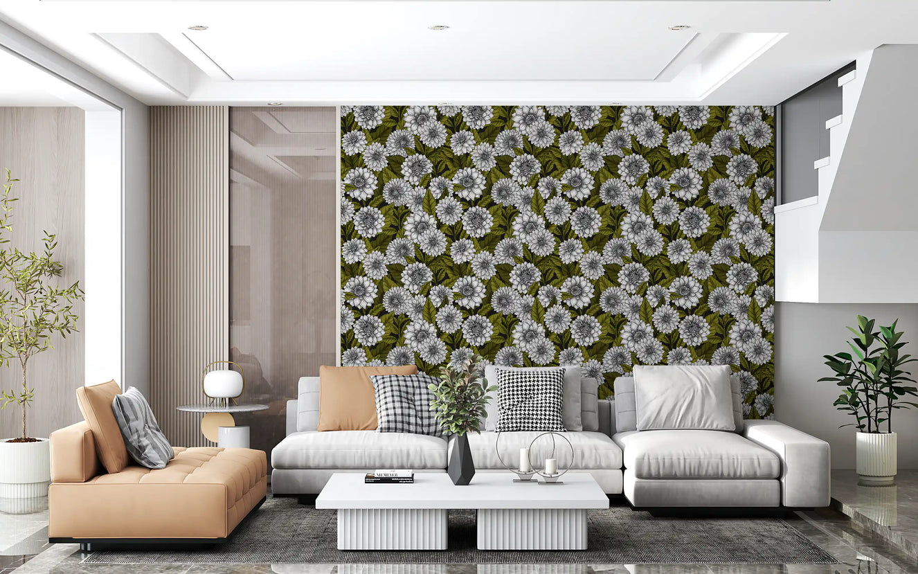 White Dahlia garden Wallpaper⁠