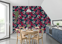 View the Dahlia garden pink red and white flowers blue leaves wallpaper details.