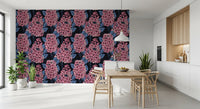 Vertical lines characterize the floral stems within the Lilac Wallpaper.