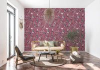 Highly detailed linework defines the beautiful Pink Lilac wallpaper.