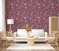 Foliage provides deep contrast against the bright blossoms on this wallpaper.