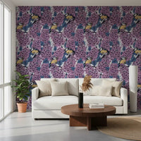 Dense clusters of lilac flowers create a textured look on the premium wallpaper.
