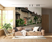 Living room environments suit the rustic English historic row houses wall mural scenery.