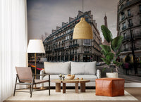 Entryway featuring the towering Eiffel silhouette of the Flow wall mural.