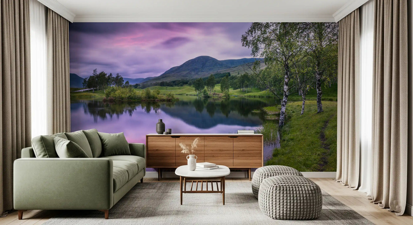 Highland Dusk Reflection Wall Mural