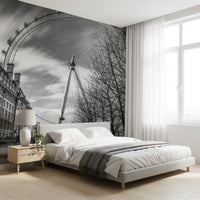Bedroom the London Eye Monochrome Majesty wall mural corridor.