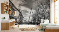 A Bedroom by the London Eye Monochrome Majesty wall mural scene.