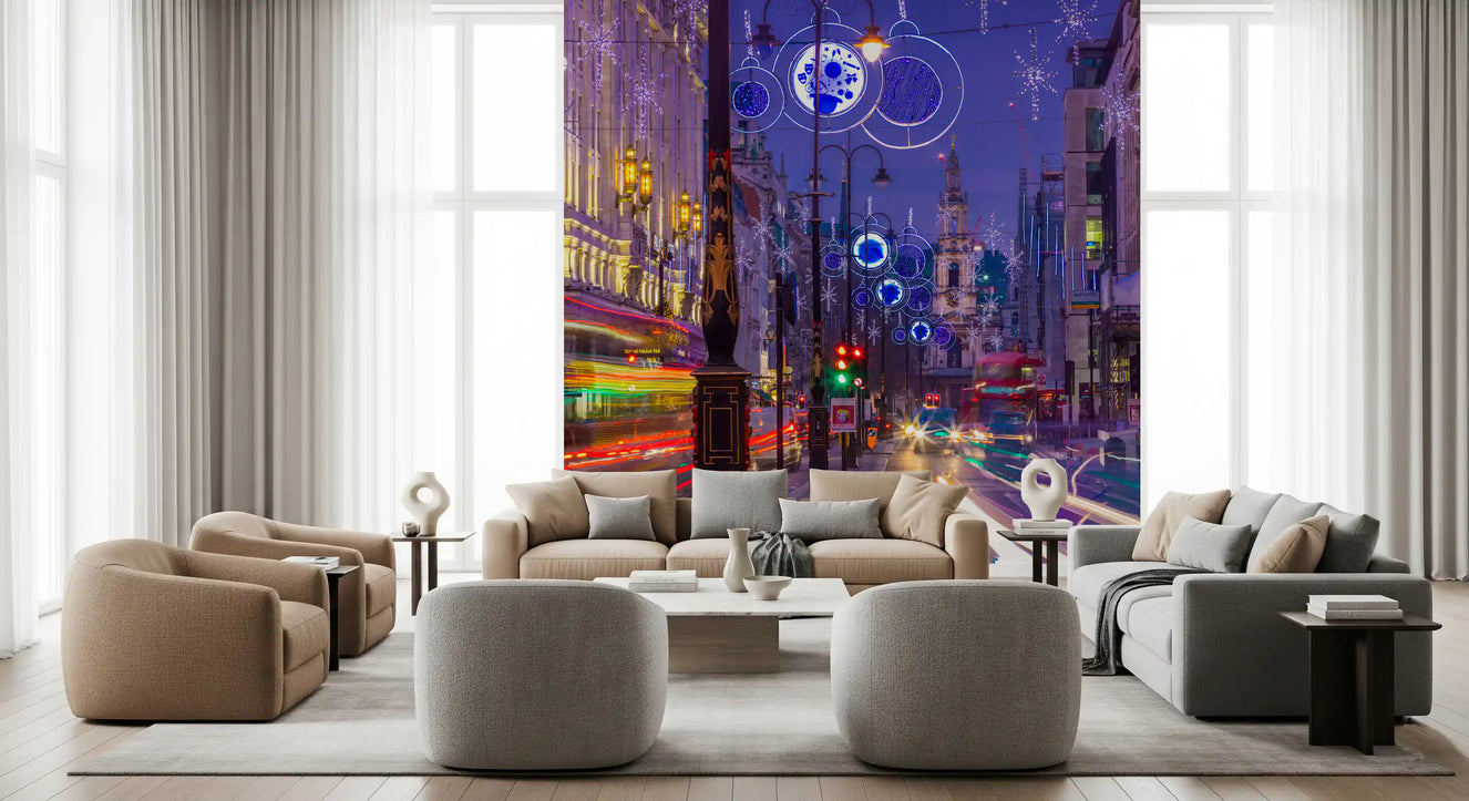 Metropolitan Magic: Night Lights & City Trails Wall Mural