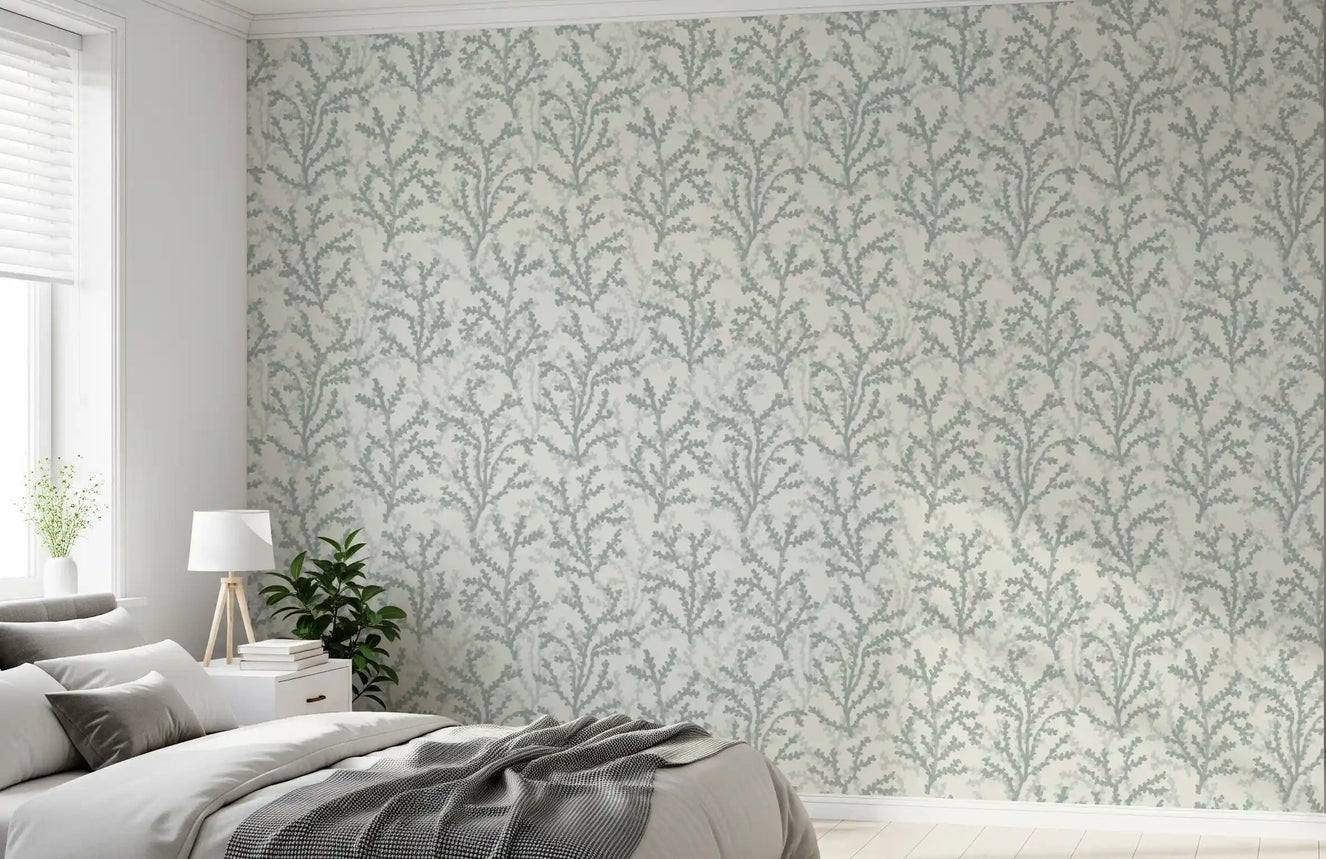 Painted Coraline Greenish Grey Wallpaper⁠