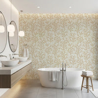 Subtle tan lines create organic marine shapes on the Coraline wallpaper.