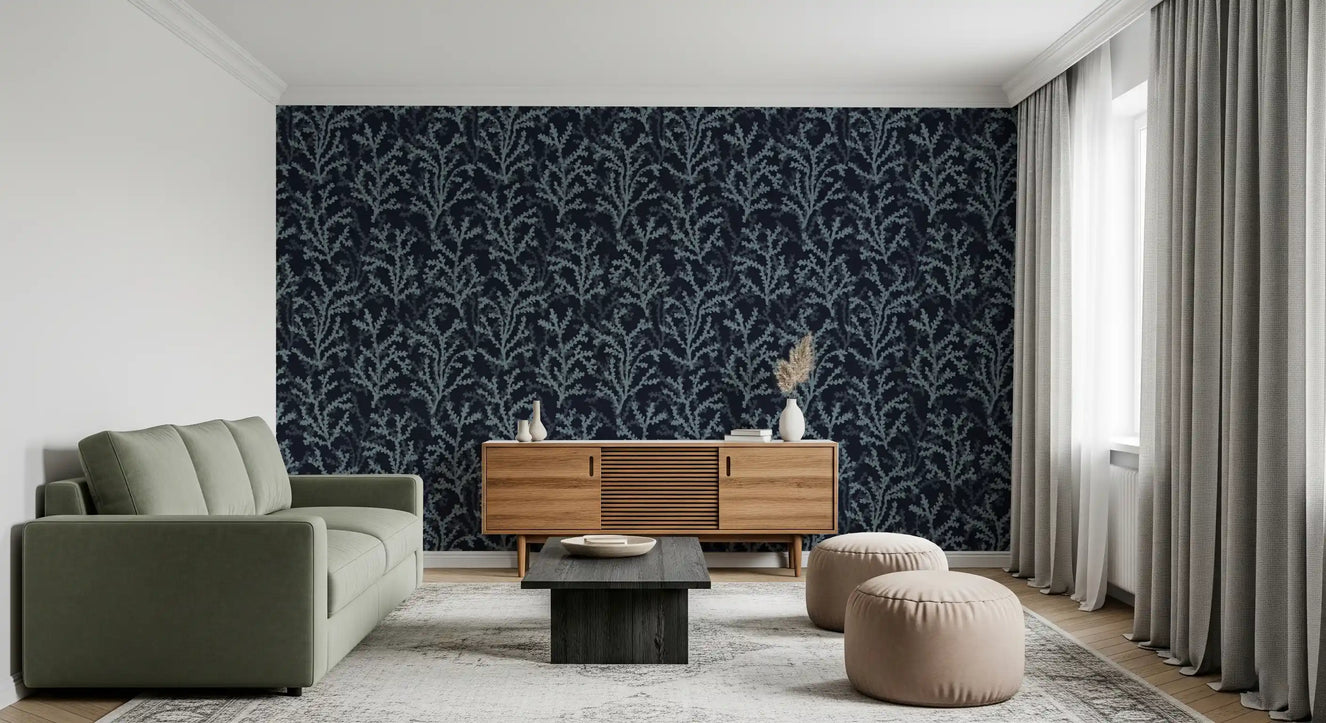 Painted Coraline Slate Gray Dark Wallpaper⁠