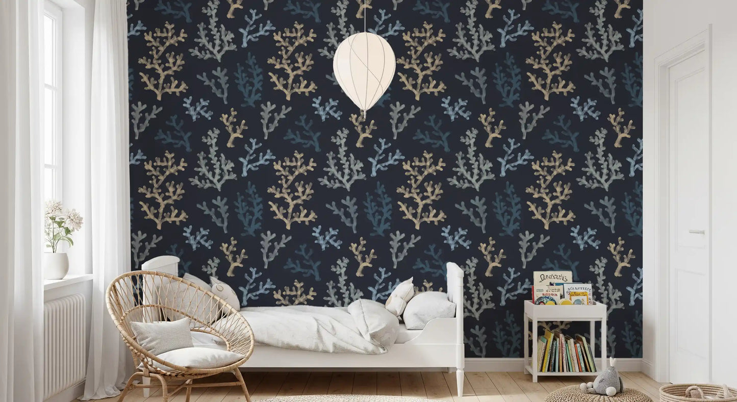 The Kids bedroom setting striking reef vegetation from our Dark wallpaper layout.