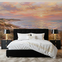 This Bedroom area gains immense warmth from the colorful Hour wall mural