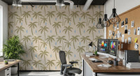 Boho Coastal Wallpaper featuring muted olive trees and open spacing