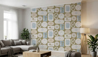 Boho Tropical Wallpaper showing palms, shells, and soft seaside panel art