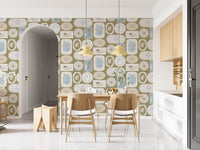 Dining room wallpaper featuring Tropical Frame Wallpaper and coral shapes