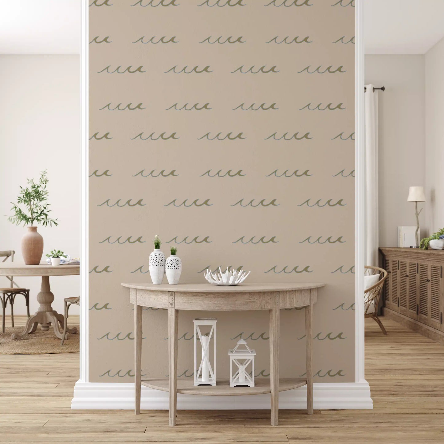 Home featuring Boho Coastal Wallpaper with simple sand wave detail