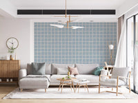 Living room wall using Boho Coastal Wallpaper with uneven check styling