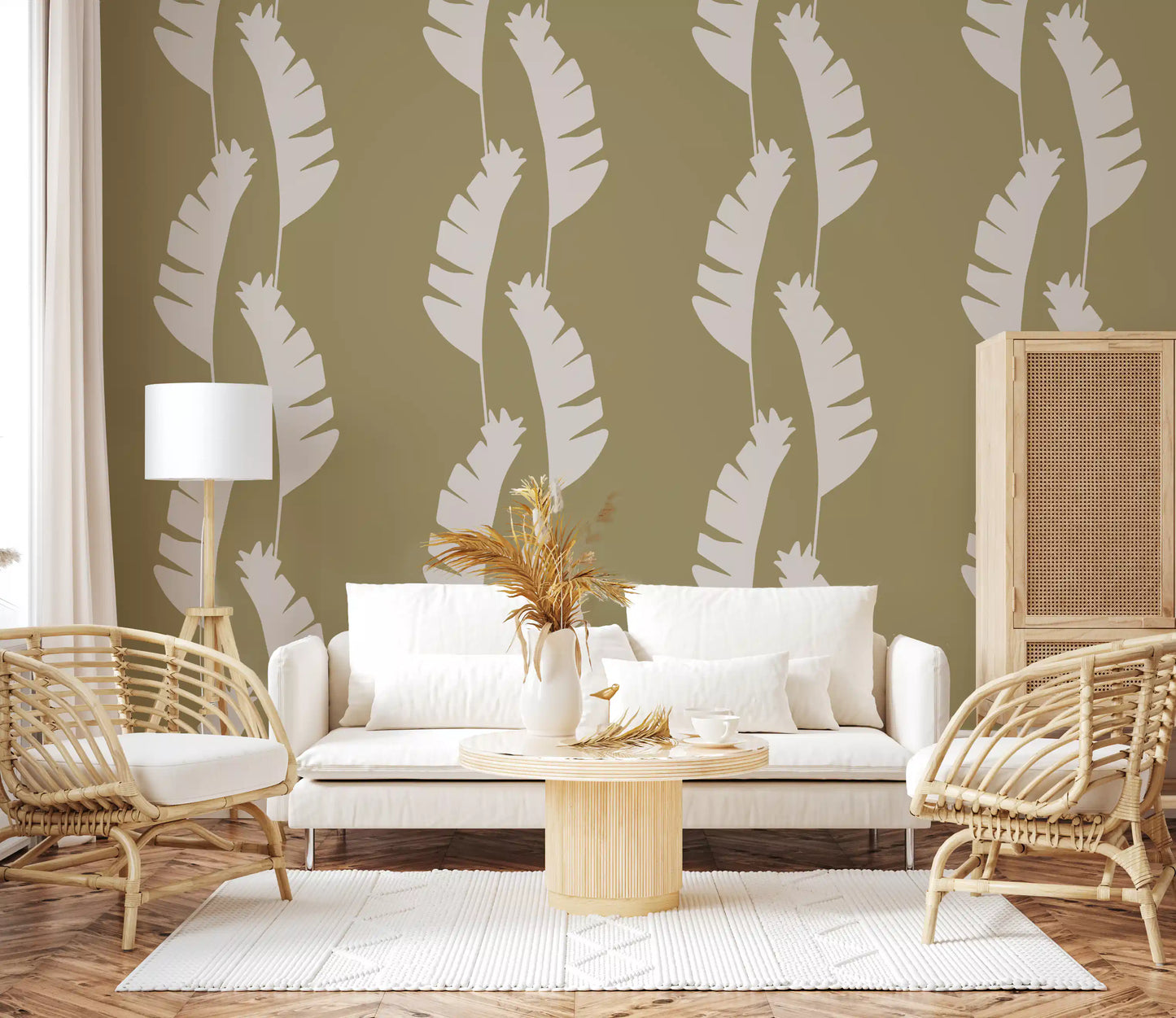 Coastal Banana Leaf Wallpaper with clean botanical forms and earthy tones