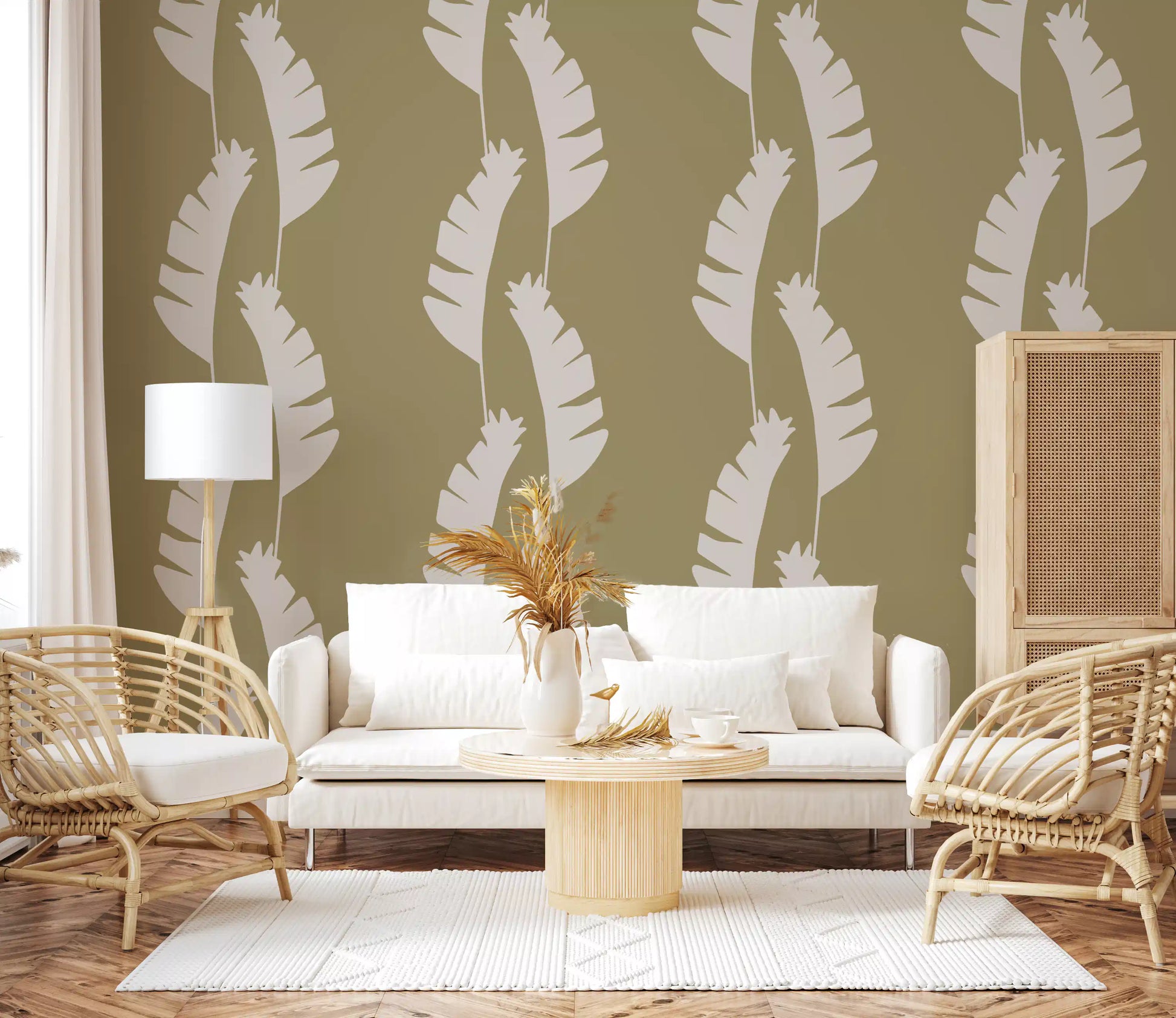 Coastal Banana Leaf Wallpaper with clean botanical forms and earthy tones