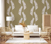 Coastal Banana Leaf Wallpaper with clean botanical forms and earthy tones