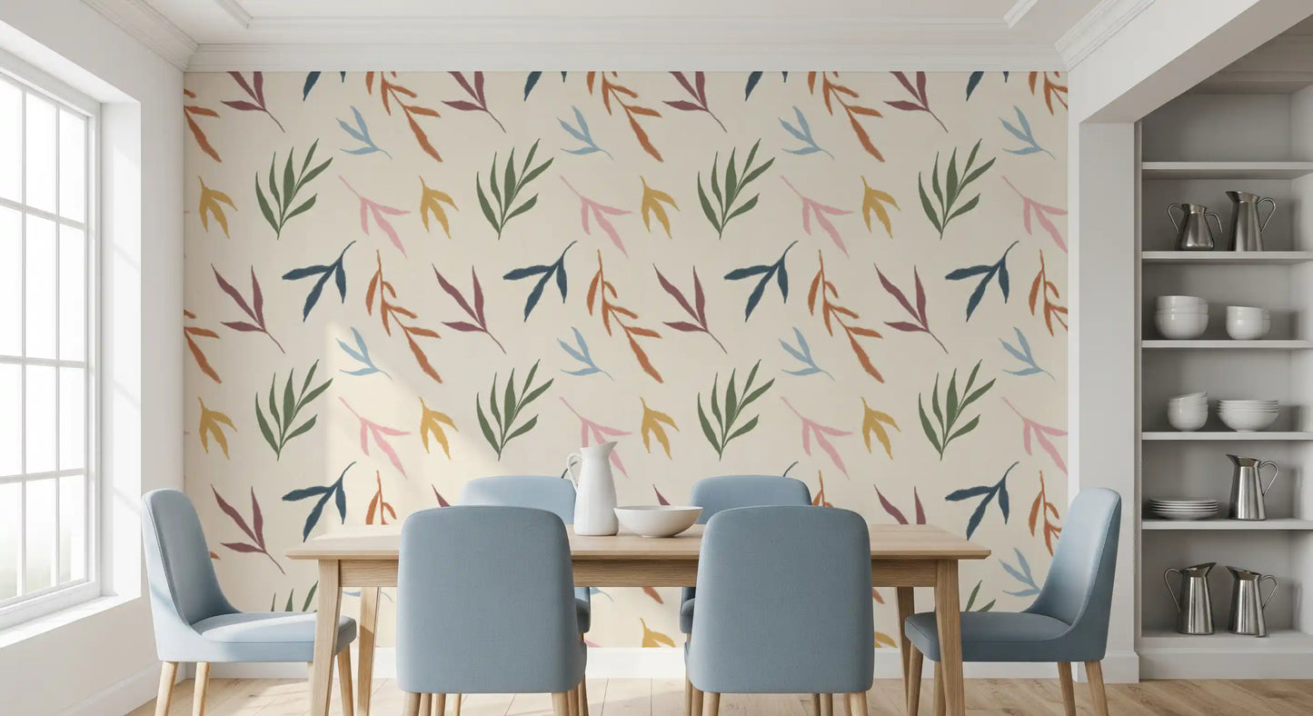 Dining area using Tropical Painted Wallpaper and gentle colour layers