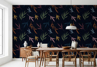 Moody foliage wallpaper with tropical leaves and artistic open spacing