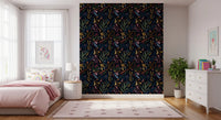 Collage-style wallpaper showing tropical leaf silhouettes and artistic shapes