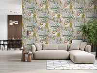 Jungle kids wallpaper showing Safari Pals on a pale neutral background