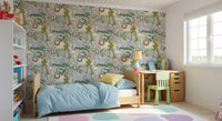 Cute safari wallpaper featuring Gentle Safari animals and jungle leaves