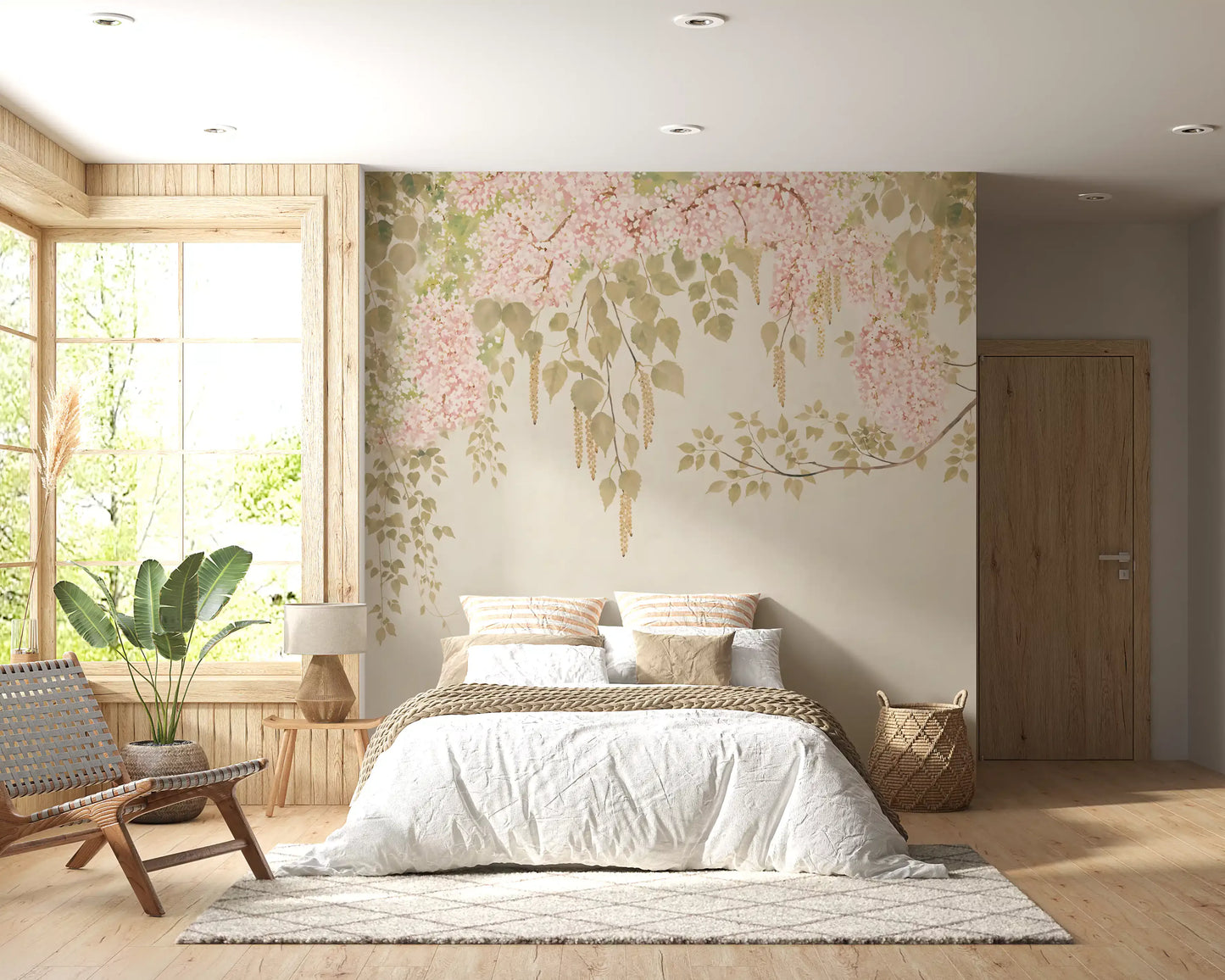 Soft Pink Wisteria Canopy Wall Mural